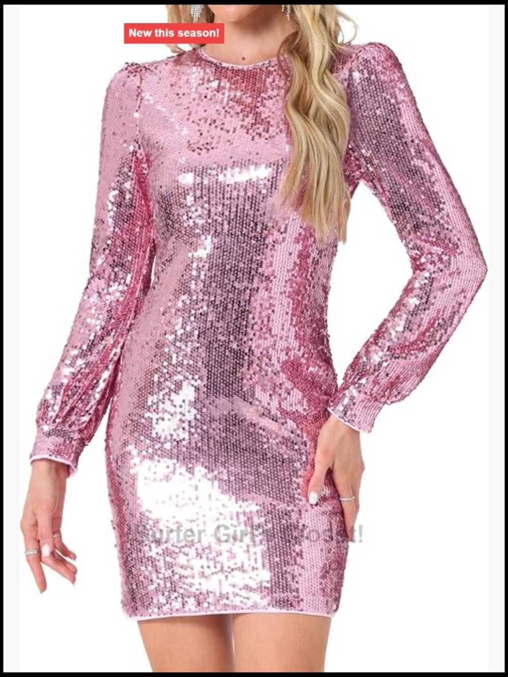 Allegra K Sequin Dresses for Women Cocktail Lantern Sleeve Sparkly Bodycon Mini
